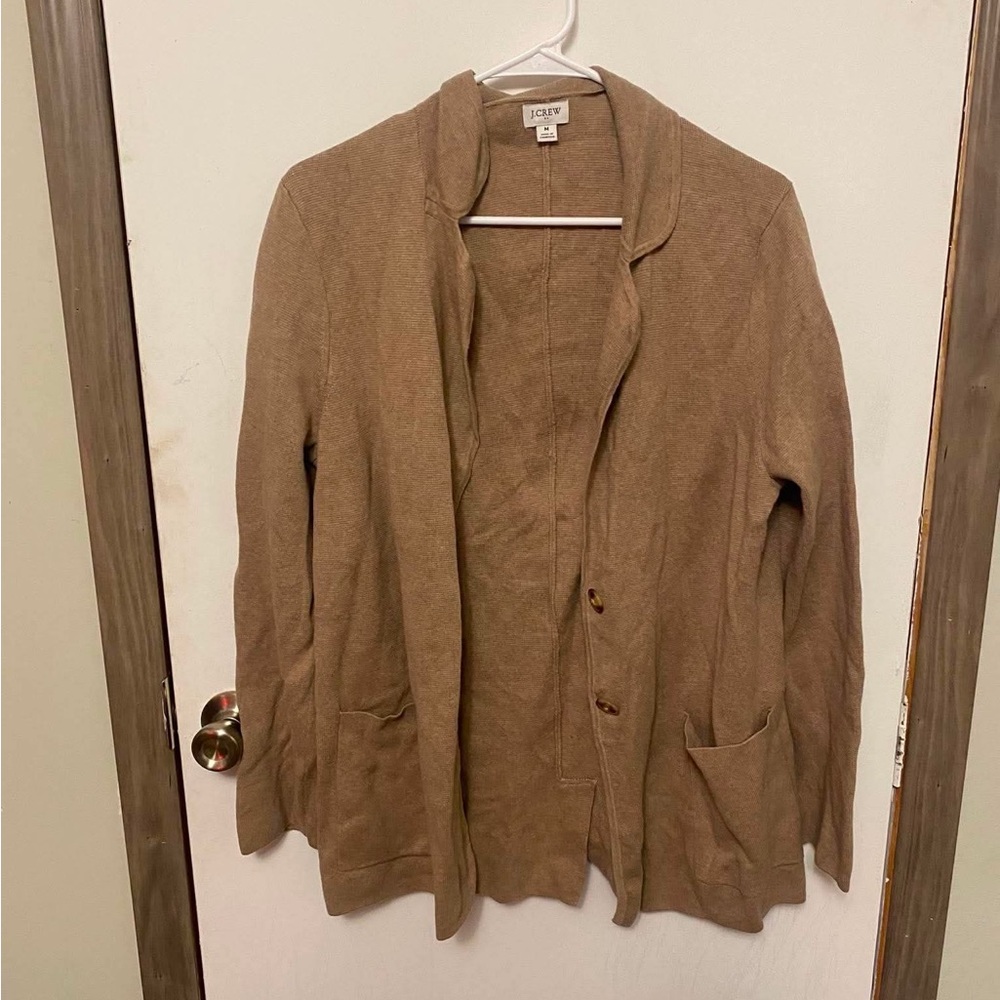 J. Crew Women's Brown Open-Front Knit Blazer